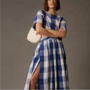 Sunday in Brooklyn Plaid Cotton Side-slit Skirt for Anthropologie